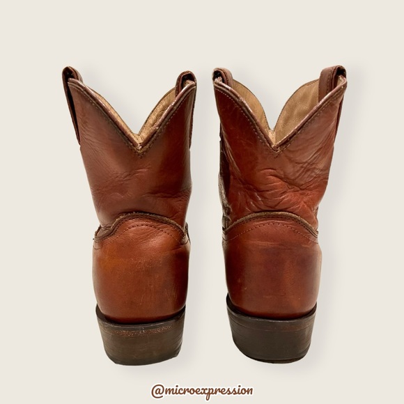 $369 Frye Billy Short Pull On Cognac Real Leather Western Cowboy Ankle Boot - Picture 12 of 15